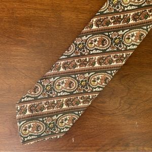 Vintage Del Soldato tie brown green 70s print Macys
